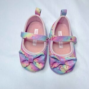 Laura Ashley Baby Rainbow, Stars and Sparkles Soft Sole Shoes with Bows Size 4